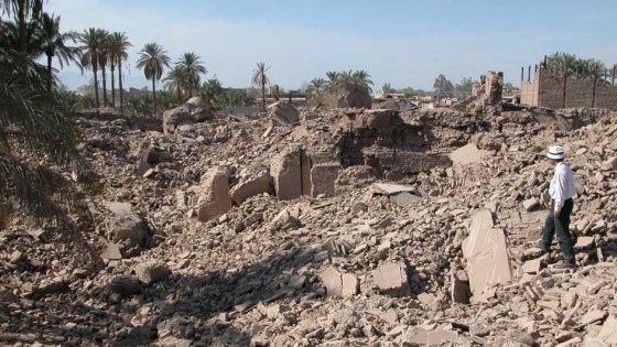 Figure 2: Destruction of adobe buildings in Bam following the 2003 earthquake. More than 25,000 people died and 85 to 90 percent of the buildings in Bam were either damaged or destroyed.